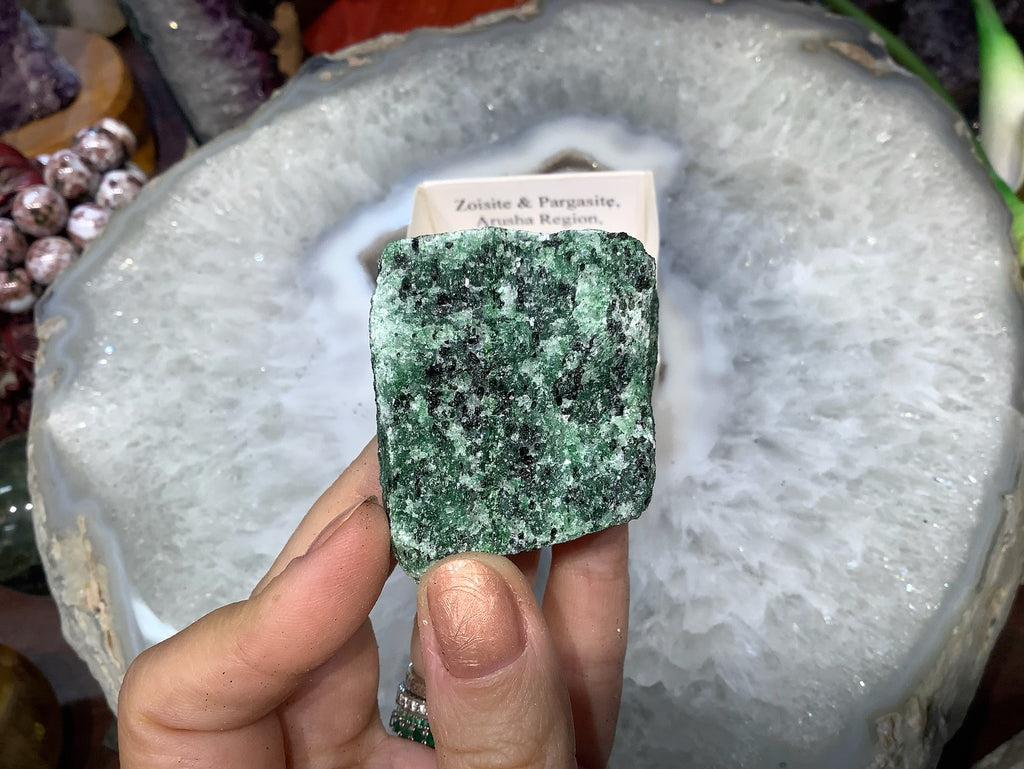 Natural Zoisite & Paragasite Gemstone Mineral Specimen Tanzania