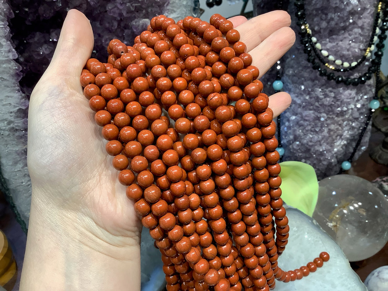 Natural  8mm Red Jasper Round Gemstone Beads