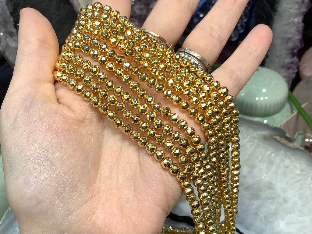 Bright Golden pyrite faceted 5mm brilliant gemstones