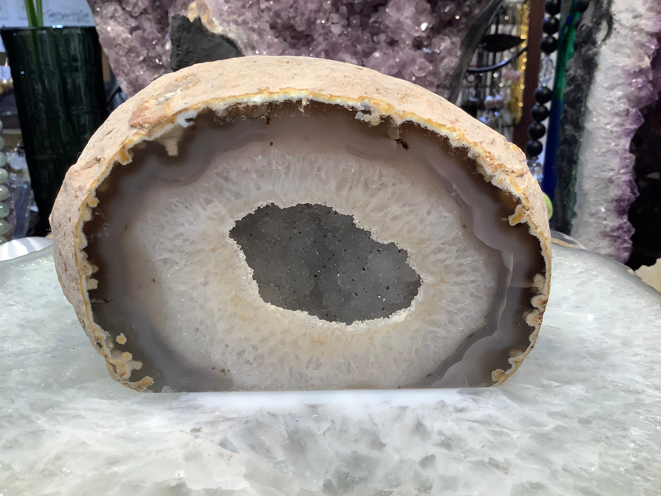 Agate drusy geode gemstone specimen