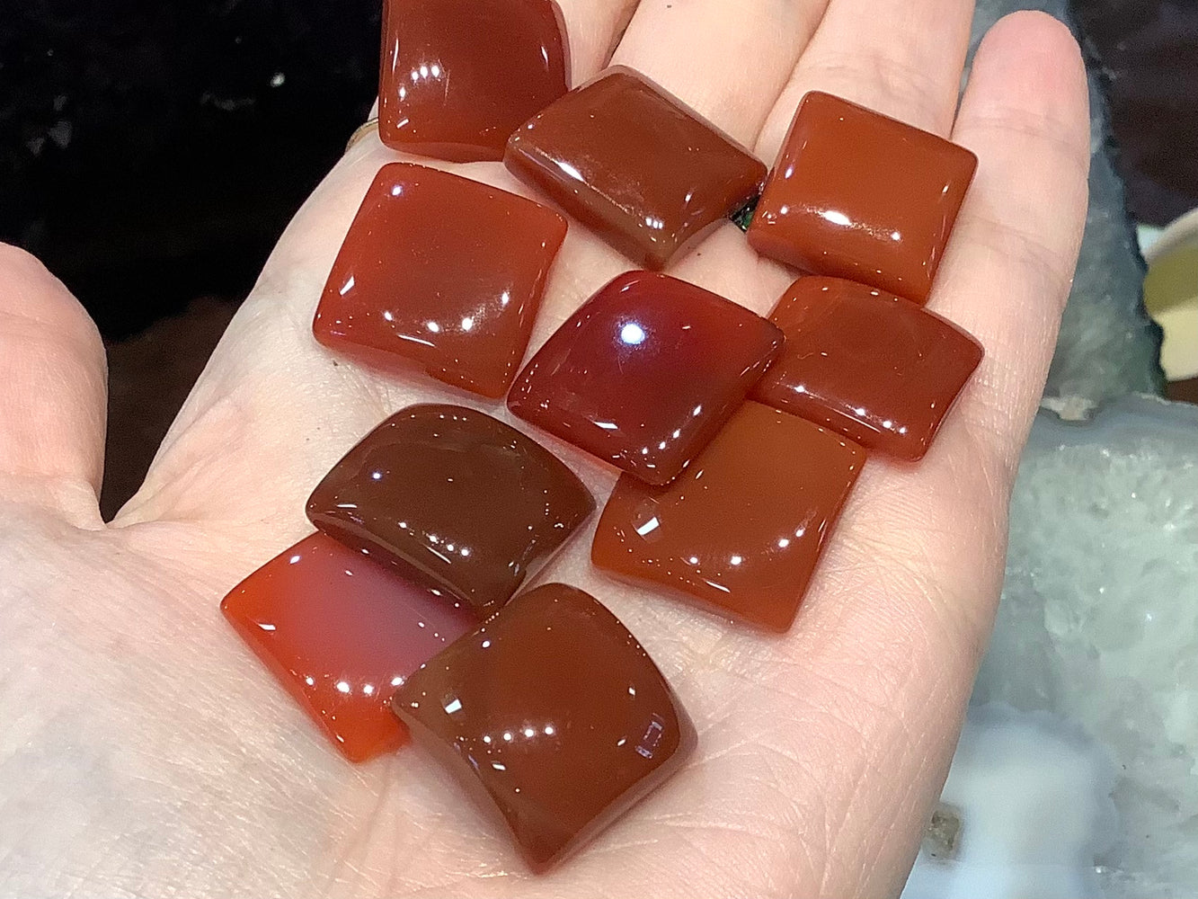 Carnelian cabochon square gemstone 10 piece lot