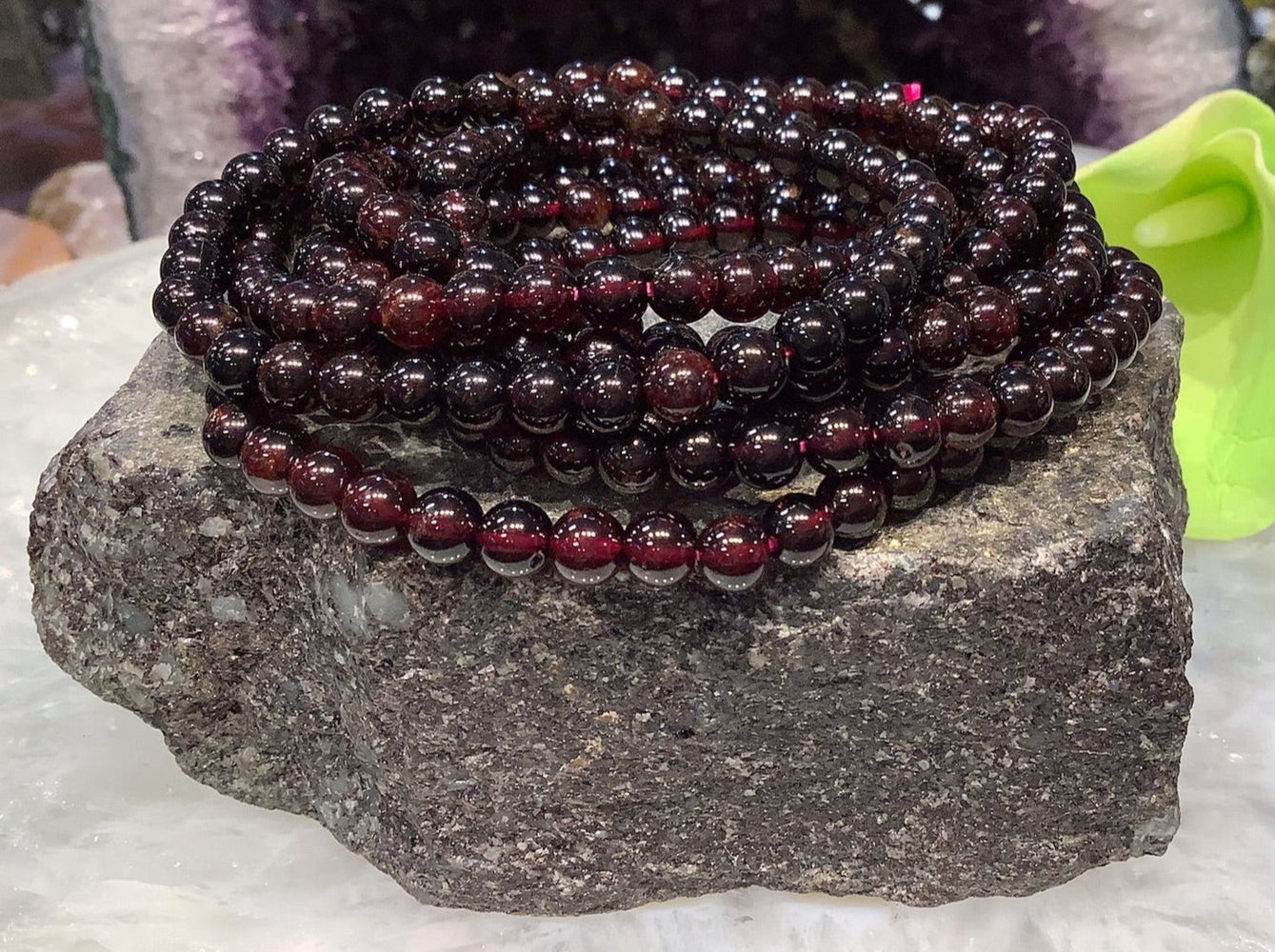 4mm Round Red Garnet Gemstone Beads Bracelet