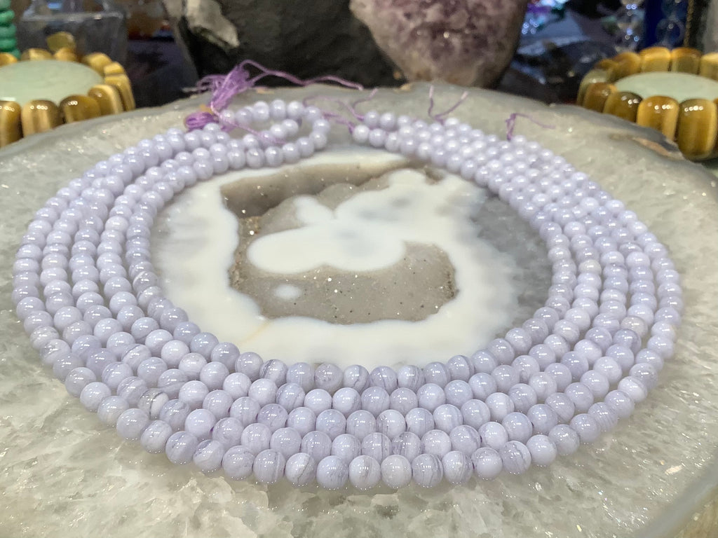 Blue lace agate 6mm gemstone round beads