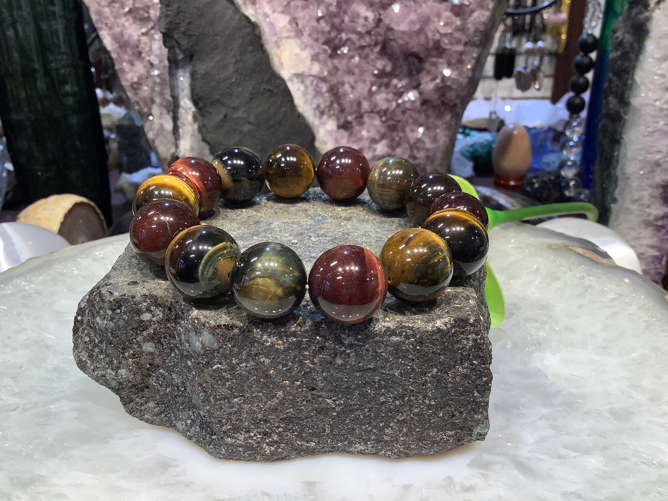 Multicolour tiger eye 16mm gemstone bracelet