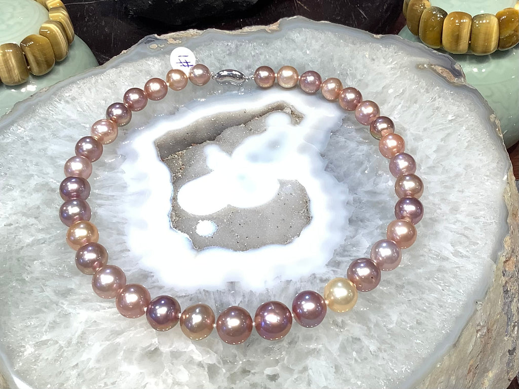 Large Stunning Natural Multicolor Edison Freshwater Pearl Necklace #1 - 11-14mm