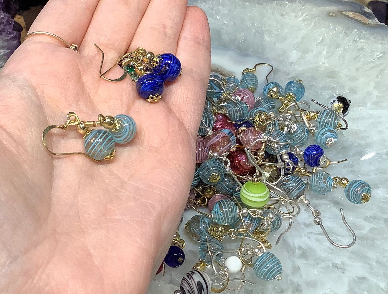 Murano glass earrings 15 pairs assorted lot