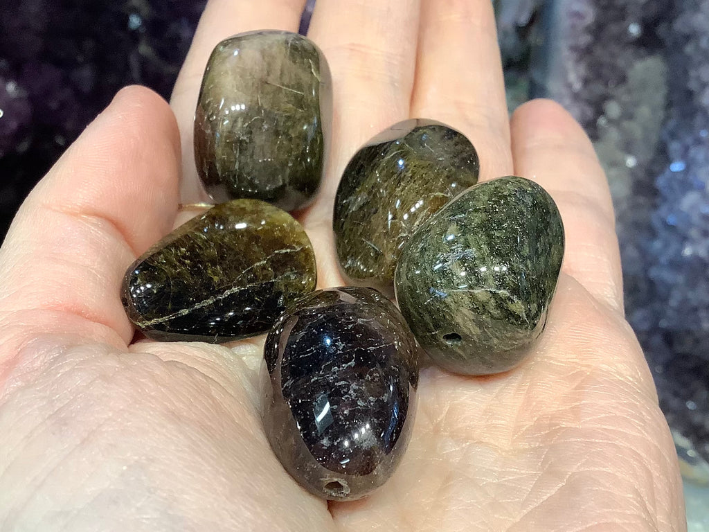 5 Large Tourmaline tumble gemstone beads #1