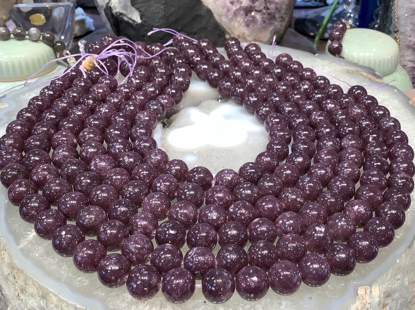 12mm Natural Purple Lepidolite Gemstone Beads