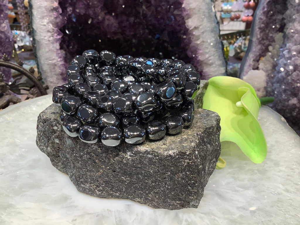 Hematite nugget gemstone bead bracelet