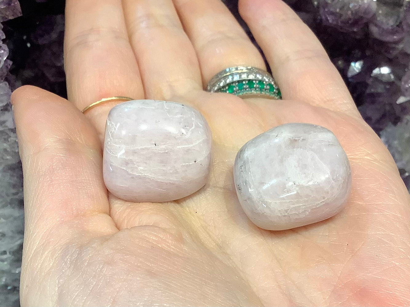 2 Large Kunzite 23mm tumble gemstone beads