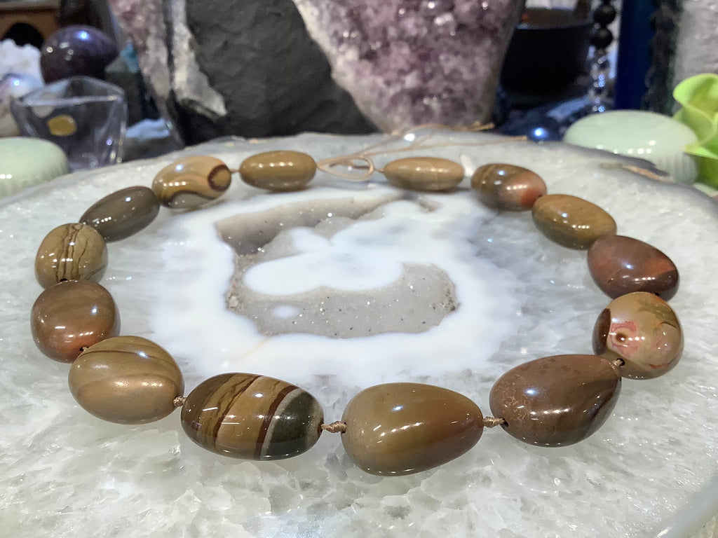 Gorgeous picture jasper smooth tumble 24-32mm gemstone beads