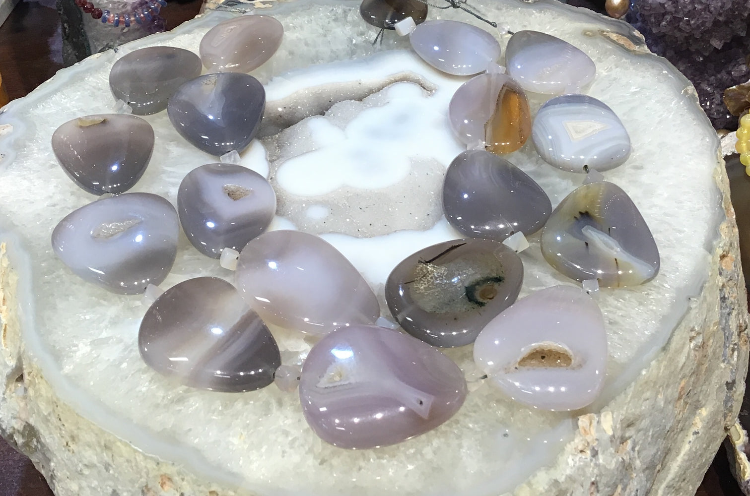 Drusy grey Agate Gemstone Beads (40-45mm)