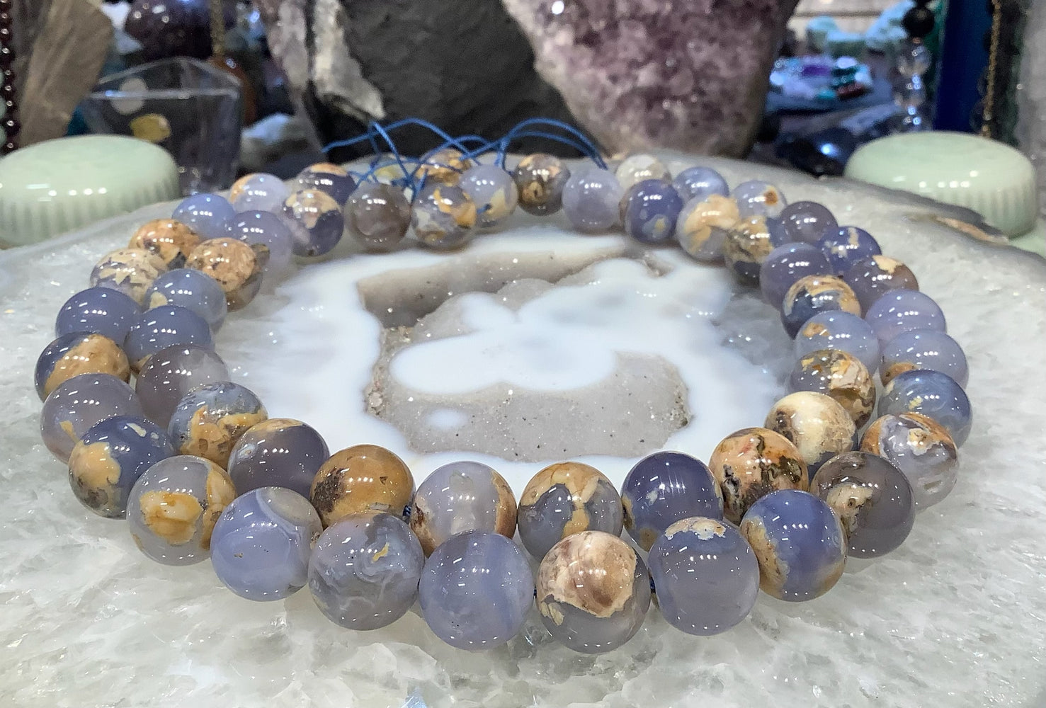 15mm Beautiful Natural Blue Chalcedony Gemstone Beads