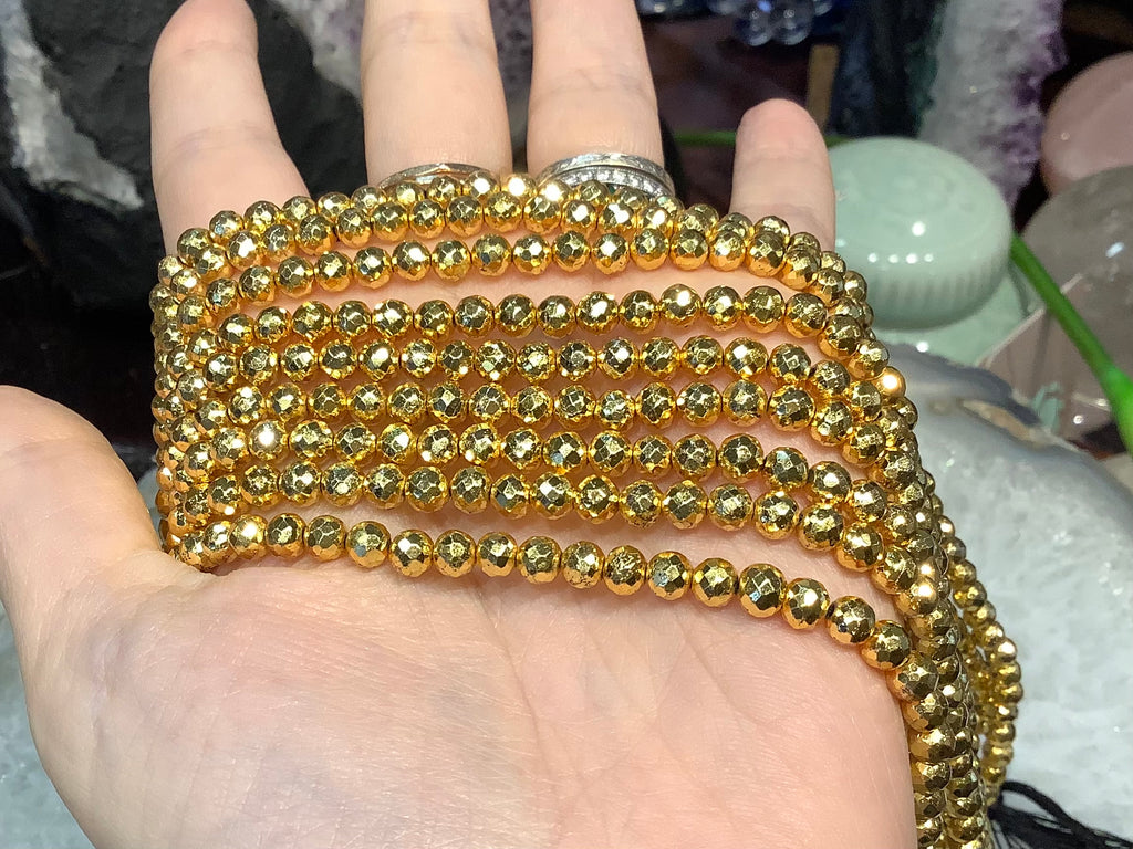 Bright Golden pyrite faceted 5mm brilliant gemstones