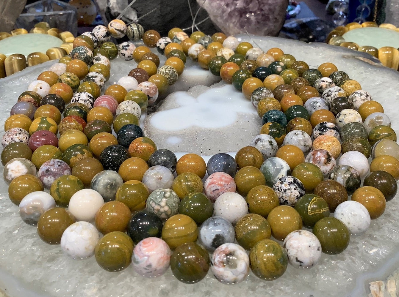 12mm Ocean Jasper Mixed Color Patterning  #2 - Stunning