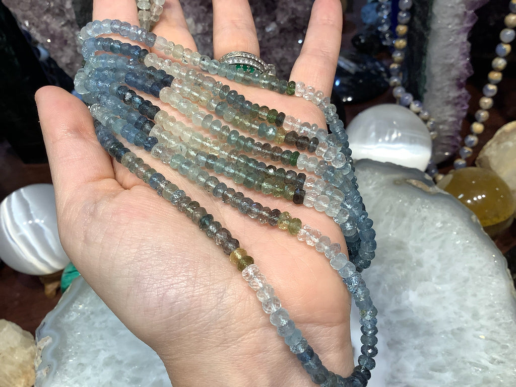 5mm Sparkling Gem Quality Shaded Moss Aquamarine Faceted Gemstone Beads