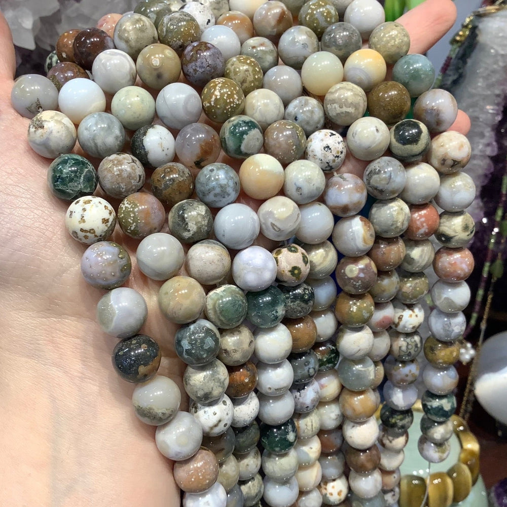 12mm Ocean Jasper Mixed Light Color Patterning  #1 - Stunning