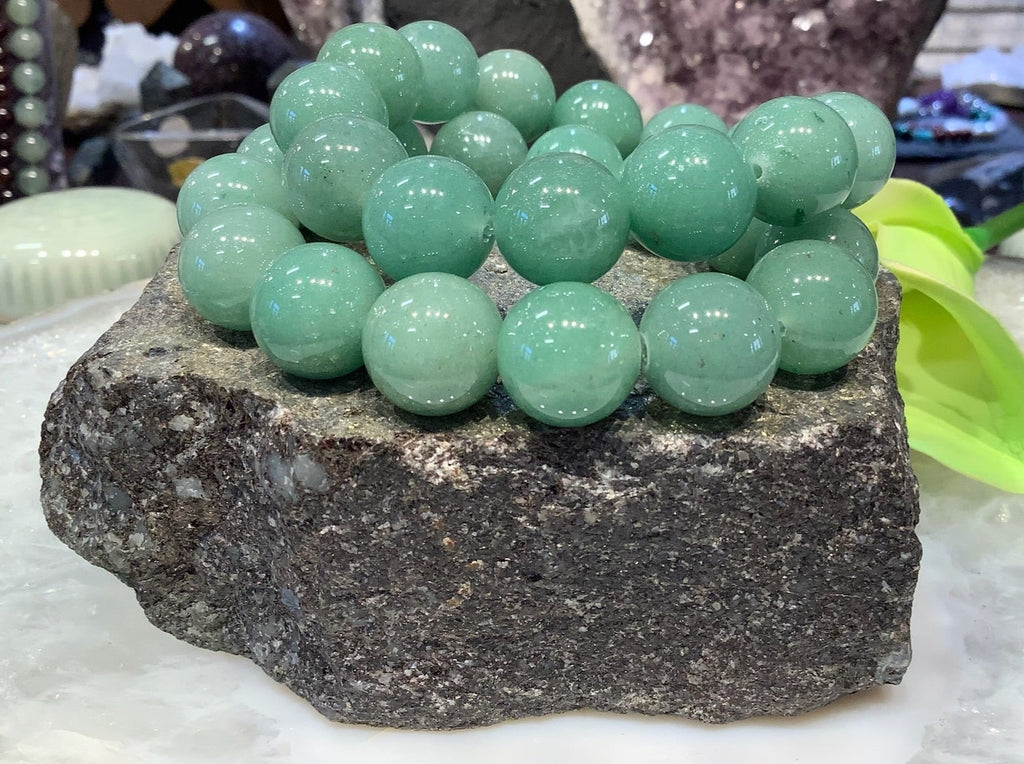 Green Aventurine 14mm Round gemstone bracelet