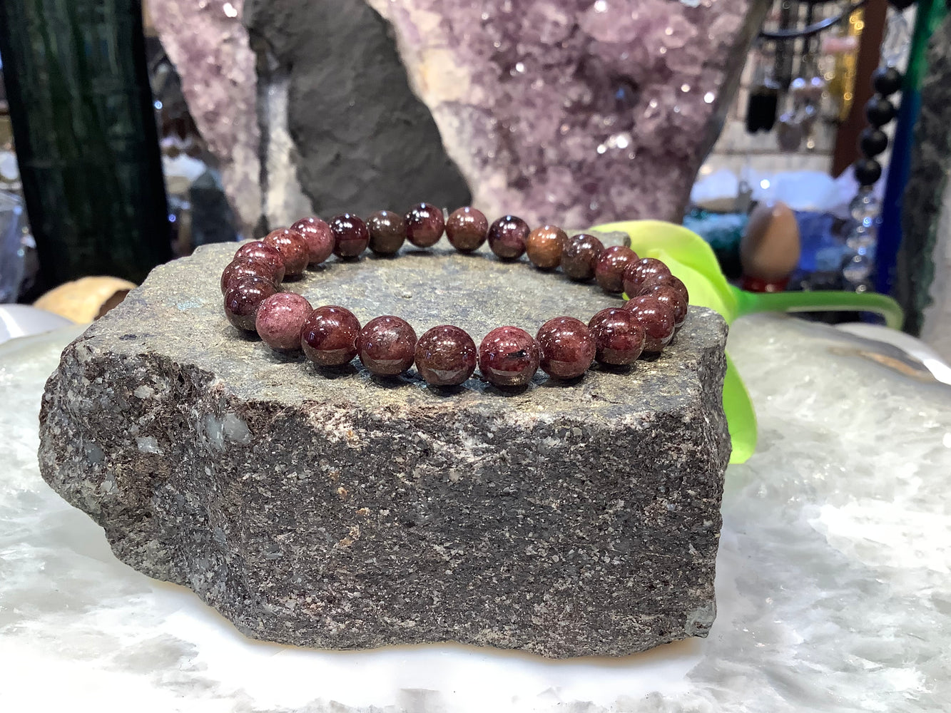 Garnet 8mm round gemstone bracelet