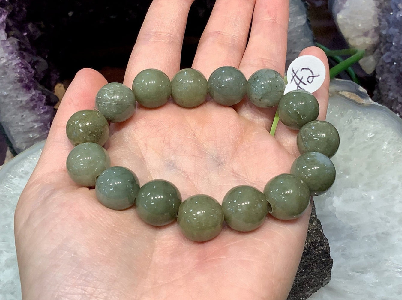 Green Jade Jadeite Bracelet - Natural Jade 14mm #2