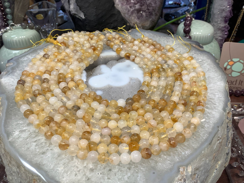 8mm Golden Healer Yellow Quartz Gemstone Beads
