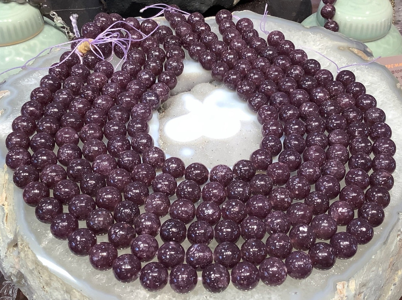 10mm Natural Purple Lepidolite Gemstone Beads