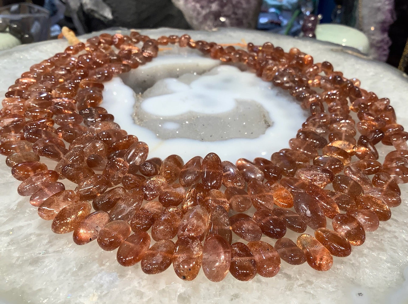 Stunning Rare Color Sunstone with Tons of Mica Sparkle Nugget Beads