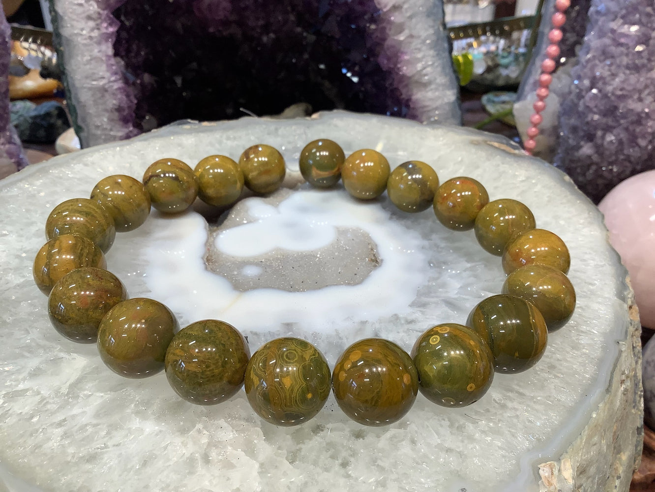 Beautiful 20mm Green Ocean Jasper Round Beads