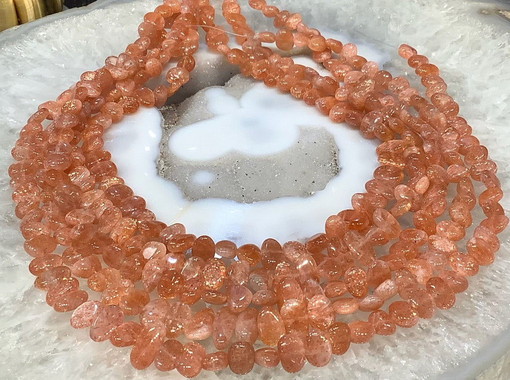 Gorgeous Orange sunstone tumble sparkle flash gemstone beads