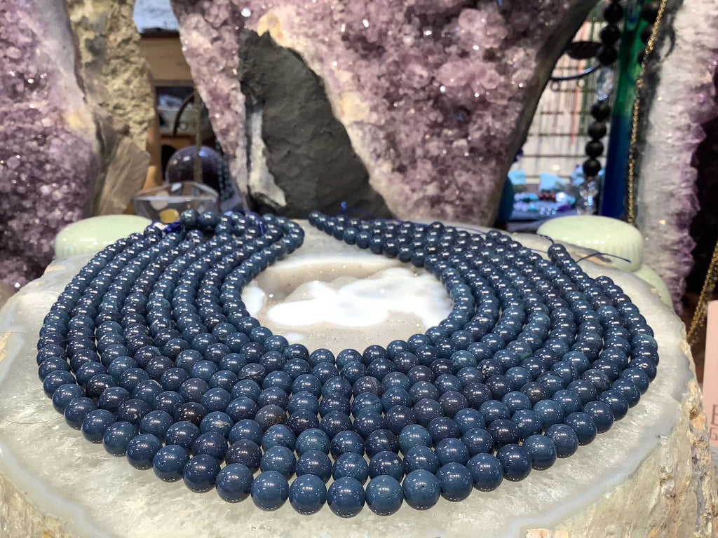 8mm Deep Persian Blue Sieber Agate Round Gemstone Beads