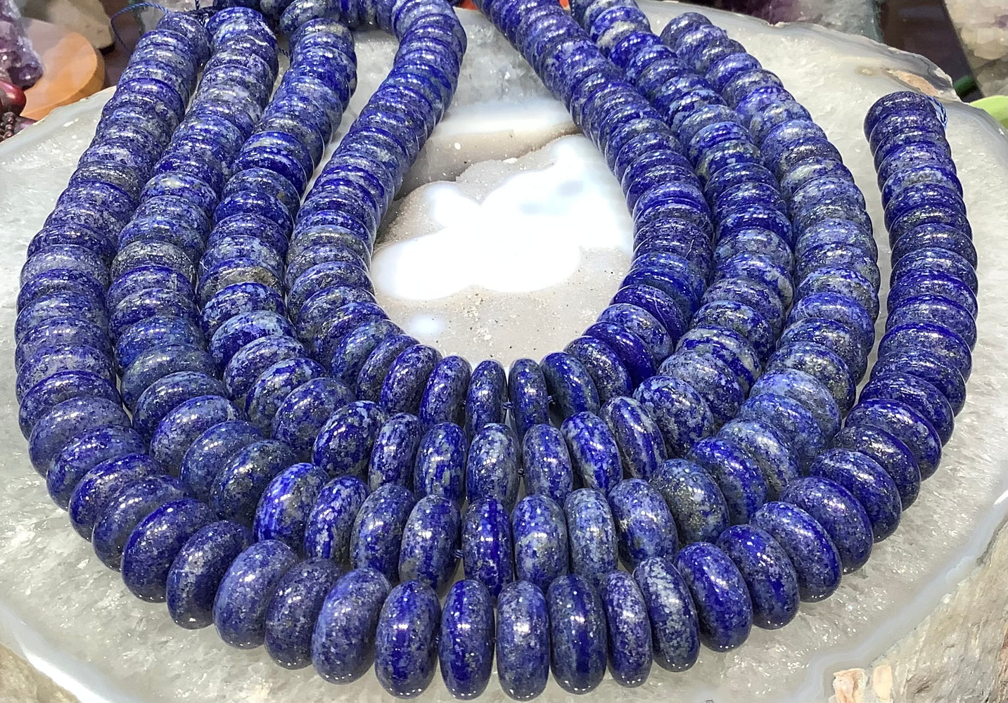 Lapis lazuli 16mm smooth rondelle gemstones