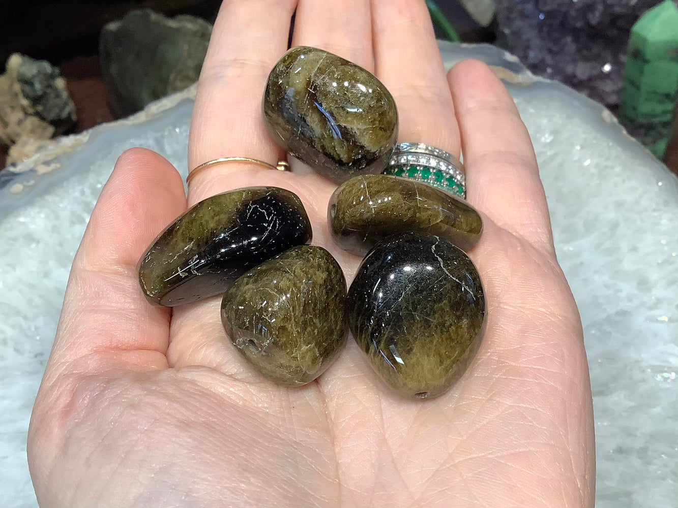 5 Large Tourmaline tumble gemstone beads #2