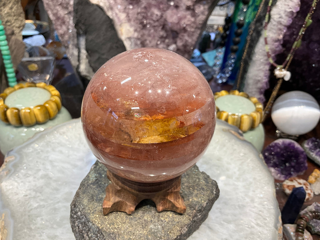 73mm Natural Fire Quartz Round Gemstone Sphere Healing Sphere
