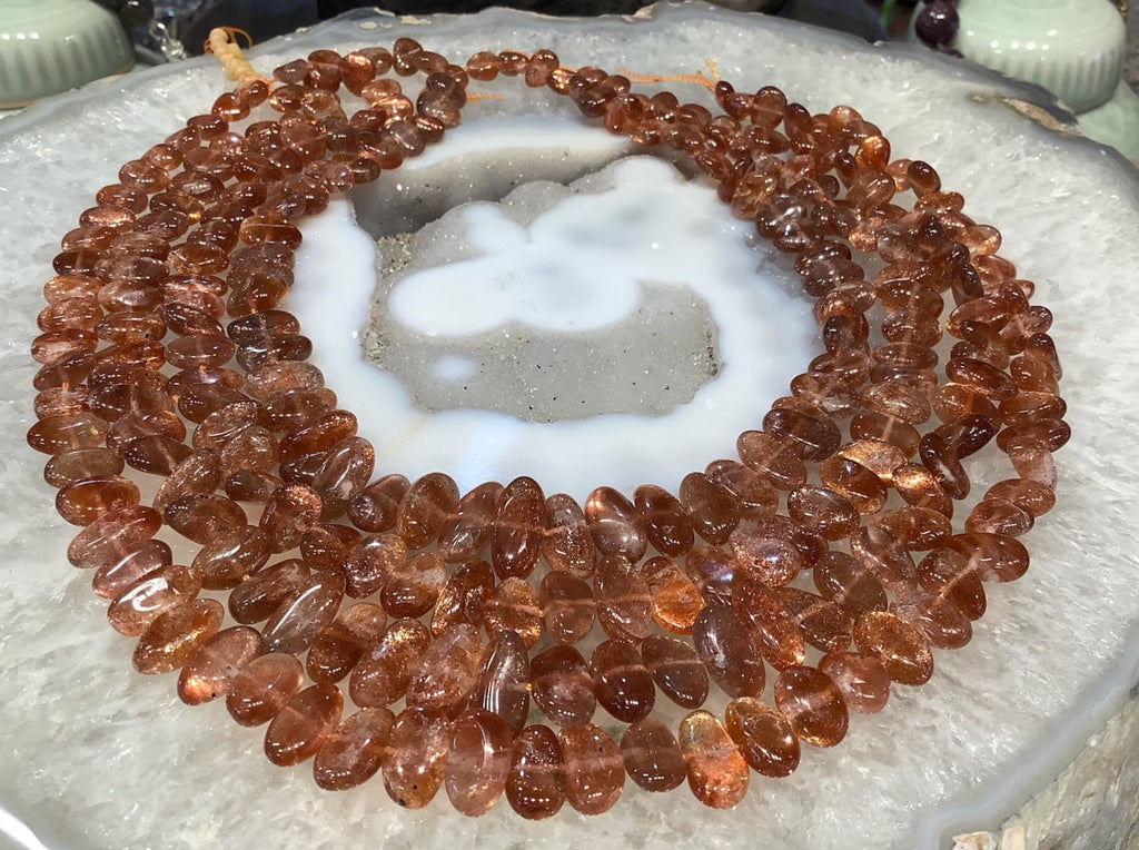 Stunning Rare Color Sunstone with Tons of Mica Sparkle Nugget Beads