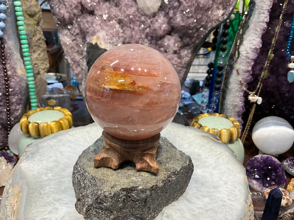 73mm Natural Fire Quartz Round Gemstone Sphere Healing Sphere