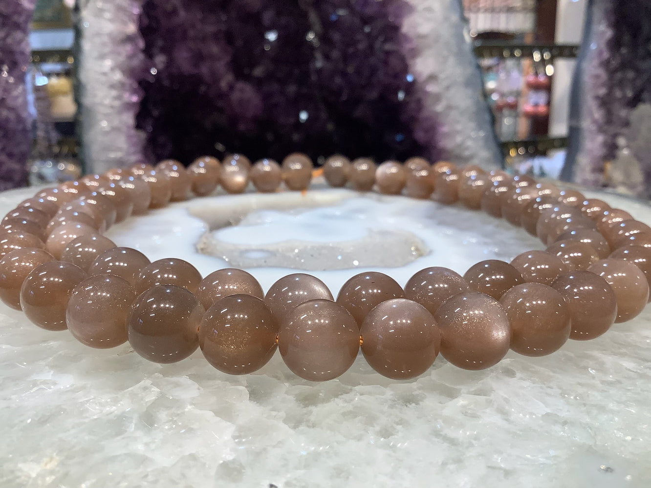 Natural Honey Brown Moonstone Round Gemstone Beads - 12mm