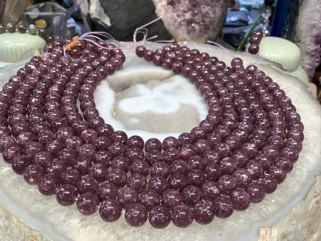 10mm Natural Purple Lepidolite Gemstone Beads
