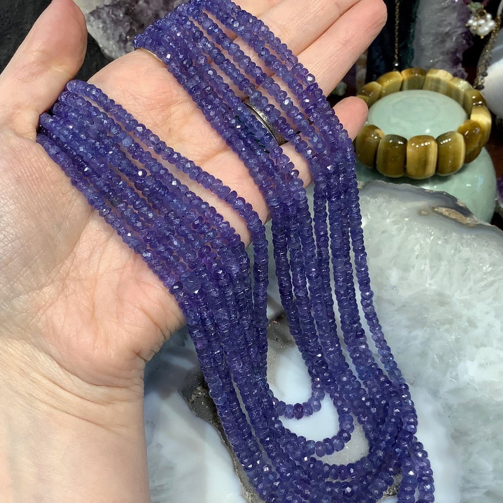3-5mm Natural Purple Tanzanite Faceted Rondelle Gemstone Beads