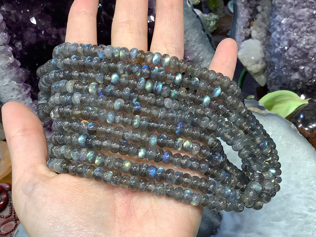 Stunning blue flash labradorite 6mm smooth rondelle gemstones beads