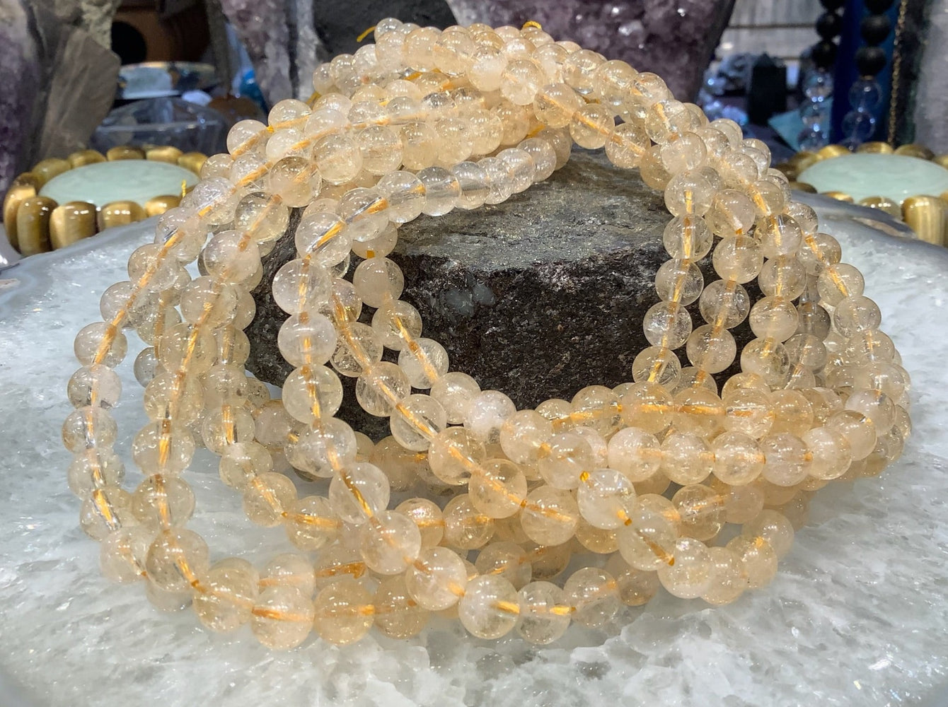 8mm Yellow Citrine Round Gemstone Beads