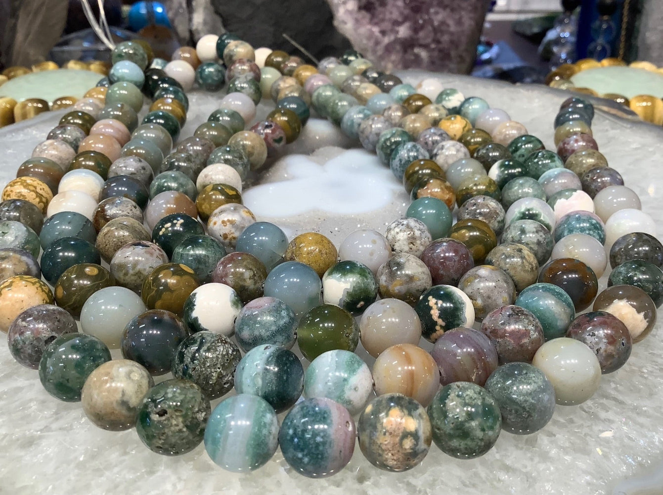 12mm Ocean Jasper Mixed Color Patterning  #3 - Stunning