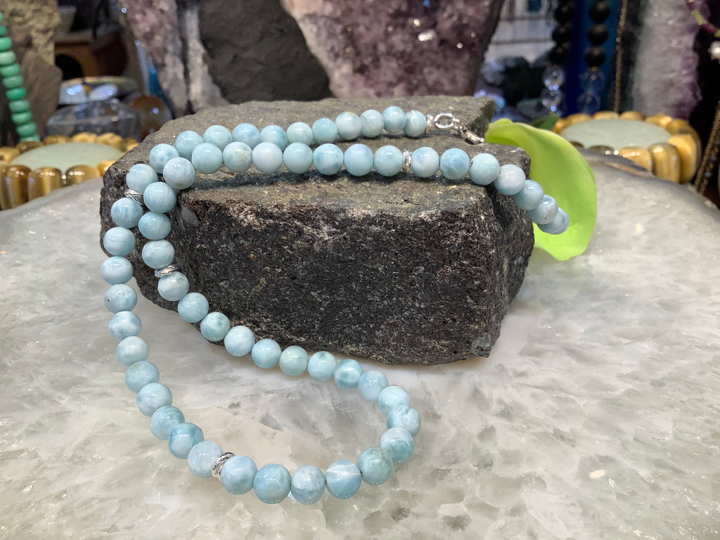 Beautiful Natural Larimar natural 6mm gemstone necklace