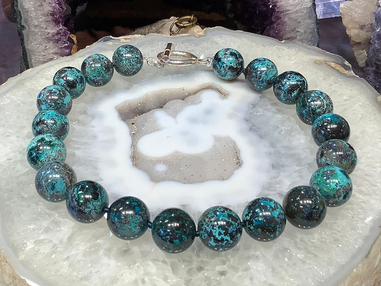 20mm Chrysocolla round gemstone necklace