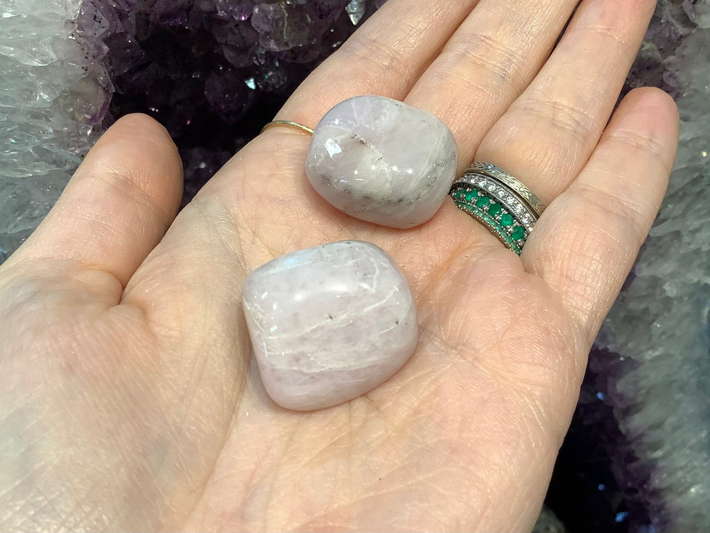 2 Large Kunzite 23mm tumble gemstone beads