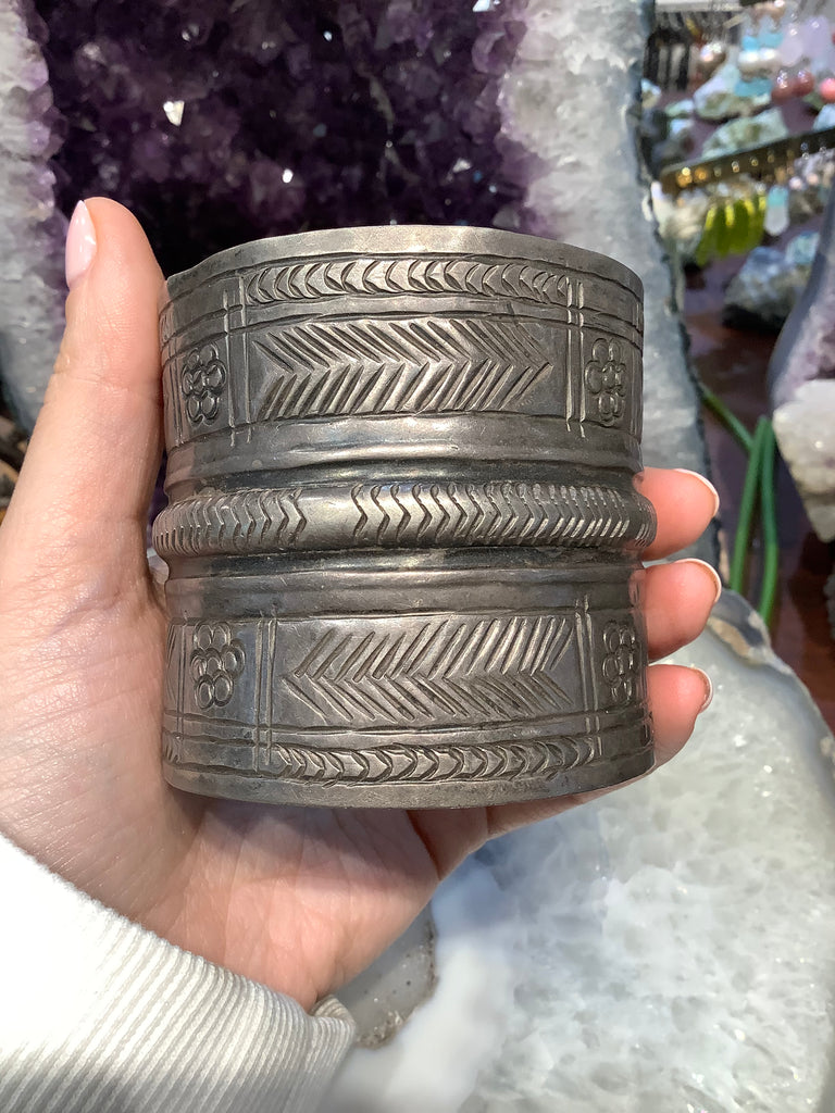 Antique Egyptian Bedouin silver cuff bracelet