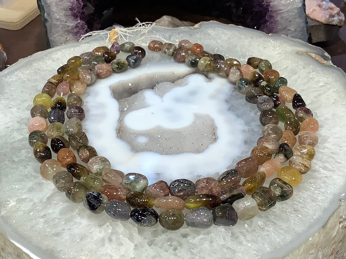Beautiful multicolour tourmaline tumble gemstone beads