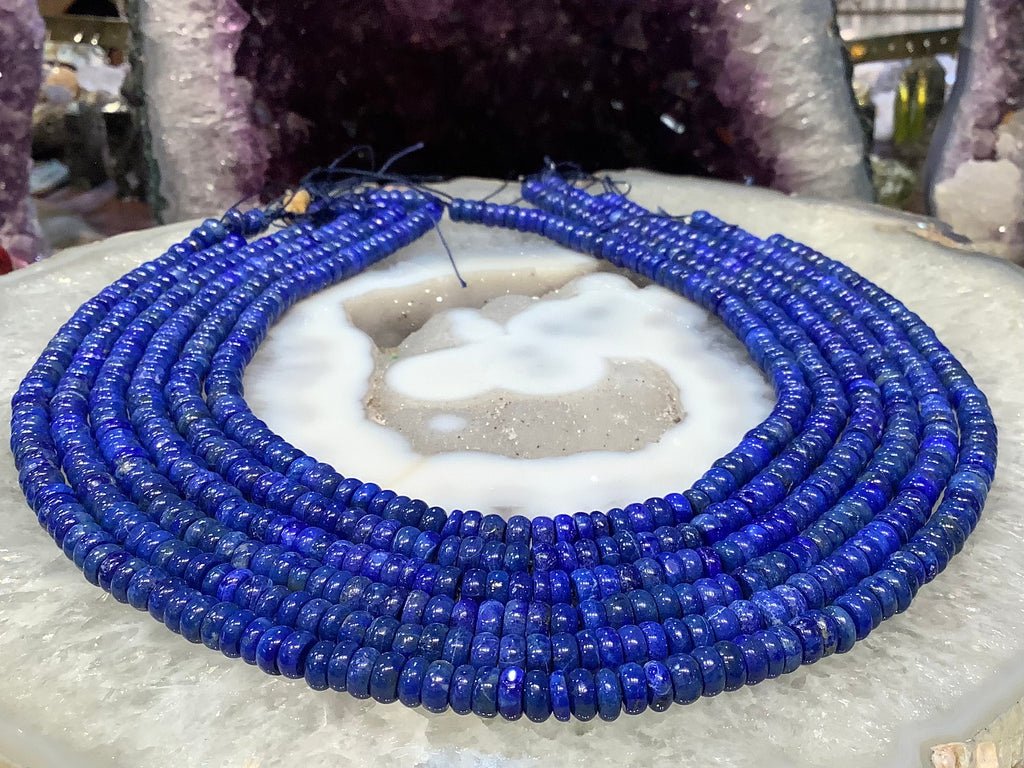 Lapis lazuli 6mm smooth rondelle gemstones