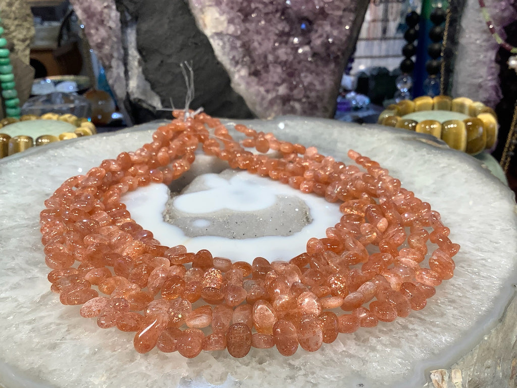 Gorgeous Orange sunstone tumble sparkle flash gemstone beads