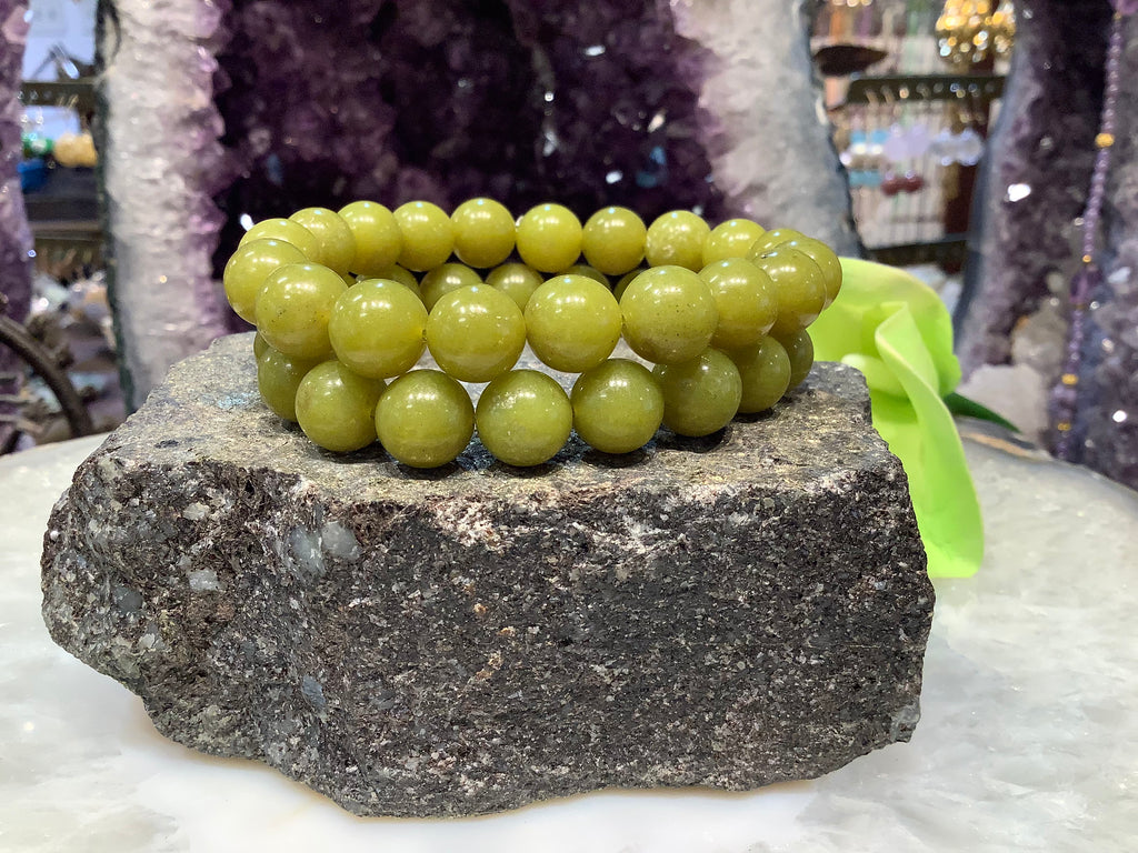Serpentine 10mm round gemstone bracelet