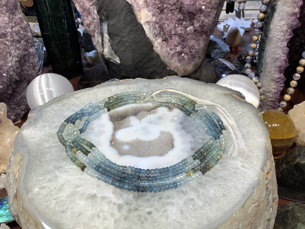 5mm Sparkling Gem Quality Shaded Moss Aquamarine Faceted Gemstone Beads